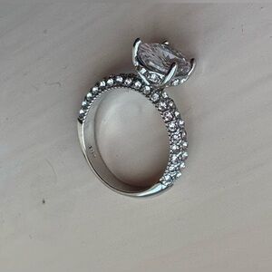 14 kt plated white gold Silver-Tone Cubic Zirconia Solitaire Ring 7